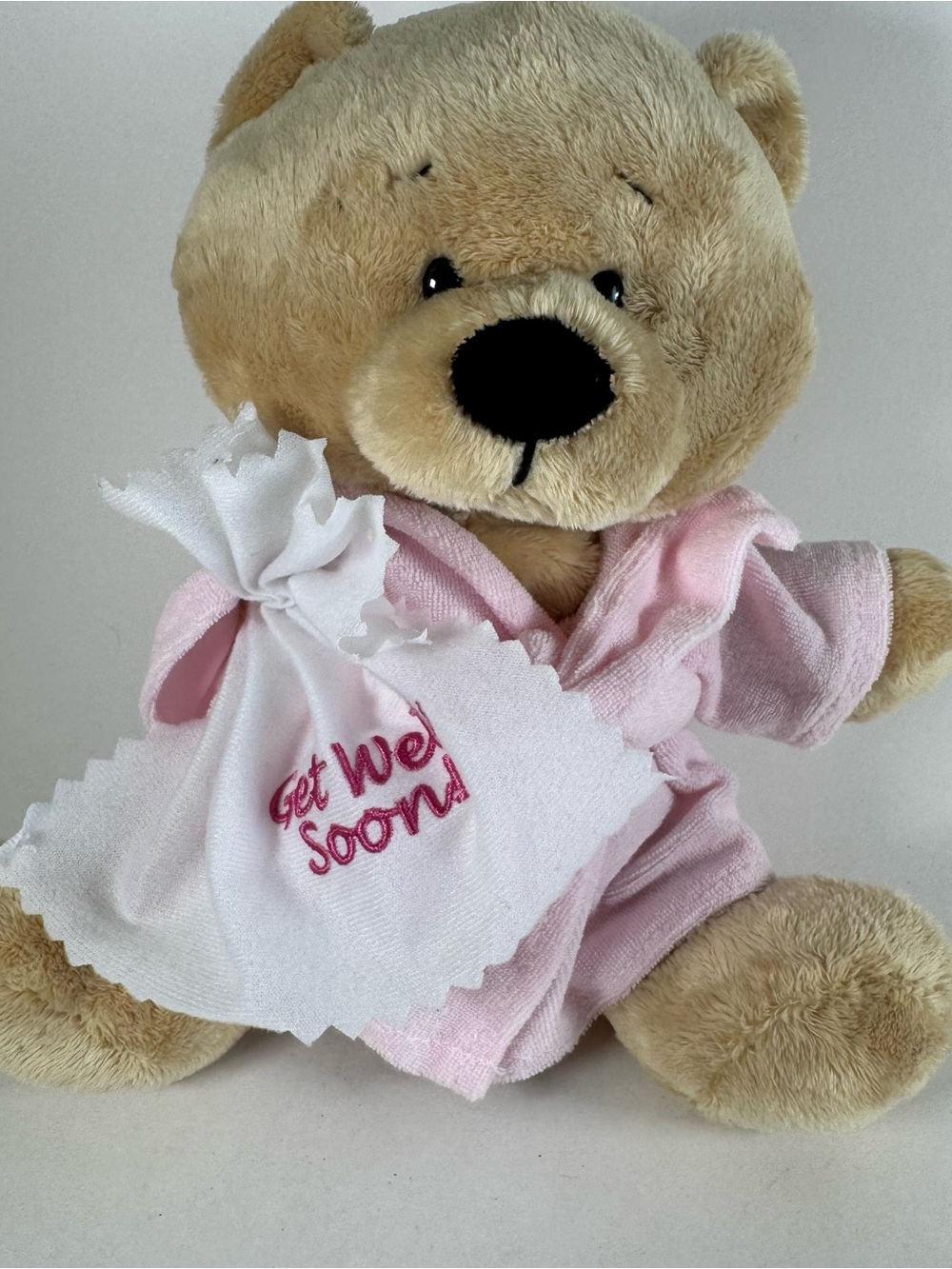 Ganz Plush Get Well Cuddle Bear H13393 Brown Pink 9" Beanie Stuffed Toy